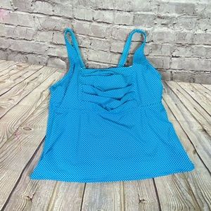 Lands' End blue & white polka dot Tankini